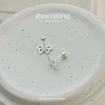 『現貨/韓國 小淑媛蝴蝶結 純銀轉珠耳環≡單只售』Rencontre s925純銀 轉珠耳環 養耳針 耳骨釘 耳