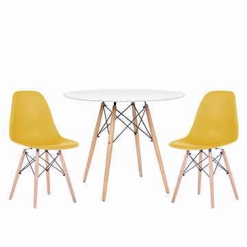 E-home Galan加蘭北歐一桌二椅套組-EMS幅80cm-七色可黃色