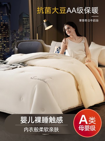 抗菌大豆纖維被子冬被加厚保暖冬季雙人春秋被芯四季通用棉被褥子