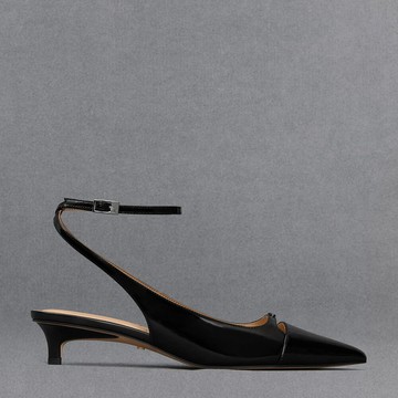 真皮繞踝尖頭跟鞋