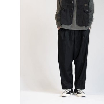 日系休閑padded strap pants 褶皺垂感自然工裝寬松闊腿男女西褲