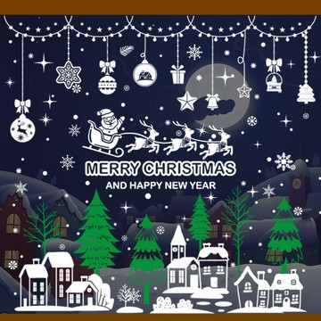 🎅聖誕窗貼🎅聖誕裝飾品玻璃貼聖誕貼紙聖誕老人麋鹿雪人靜電貼紙