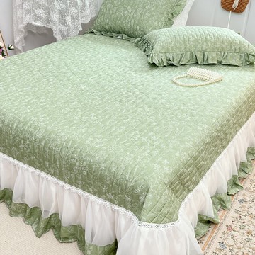 純棉榻榻米夾棉床蓋單件100全棉網紅防滑床單三件套四季通用炕蓋