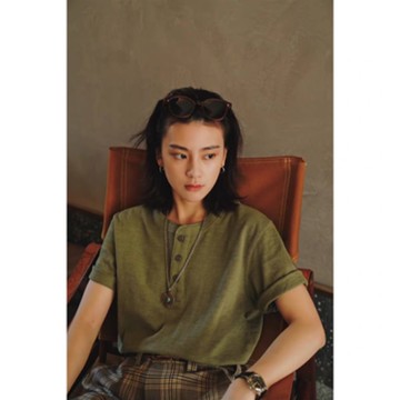 台灣出貨免運女人也可以很有型【短袖】【竹節棉】【6.2OZ】竹節紗 涼爽 舒適 吸汗 透氣筒織鈕扣 亨利領 T恤