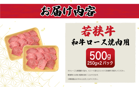 若狭牛 和牛ロース焼肉用 計500g （250g ×2パック）福井県産 ロースA4等級 以上を厳選！ [e02-c011]