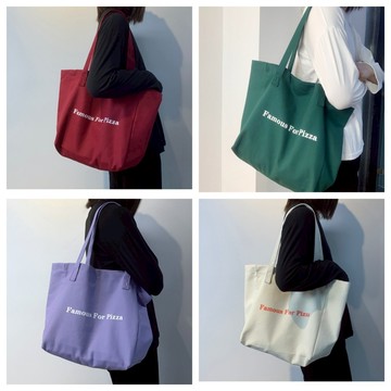 【現貨24小時出】 大容量ins 字母帆布包帆布袋 學生肩背包女 大學生上課休閒旅遊單肩 托特包袋