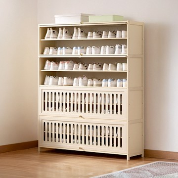 Happylife 楠竹奶白透氣翻門鞋櫃 九層110公分 Y12219