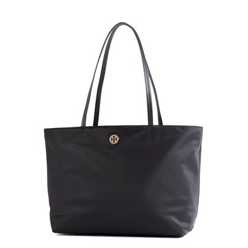 TORY BURCH 金屬標高密度尼龍拉鍊托特包-黑色小