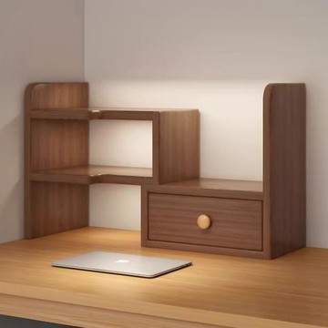 實木桌面 書架 宿舍桌上 置物架 辦公室工位收納神器書桌多層伸縮 書櫃[DD0502005]