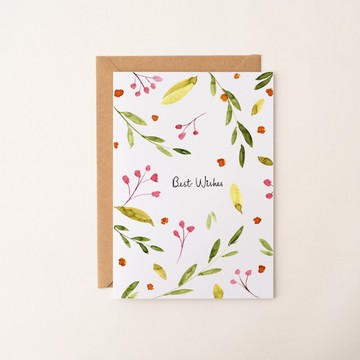 Best Wishes水彩花卉卡片 萬用卡 生日卡片 感謝卡 植物卡片 賀卡