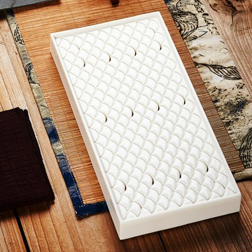 贏匠德化白瓷茶盤陶瓷茶具家用茶托茶海長方形大號茶臺日式干泡盤