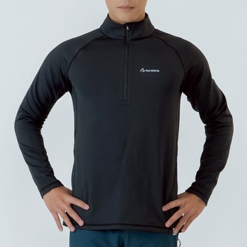 Maka 環保方格刷毛拉鍊保暖衣 男款 黑色