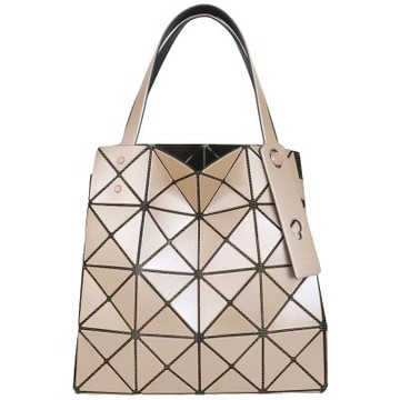 ISSEY MIYAKE 三宅一生 BAOBAO 金屬米黃色三角格4x4手提/肩背包