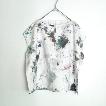 手染りの綿麻半袖襯衫