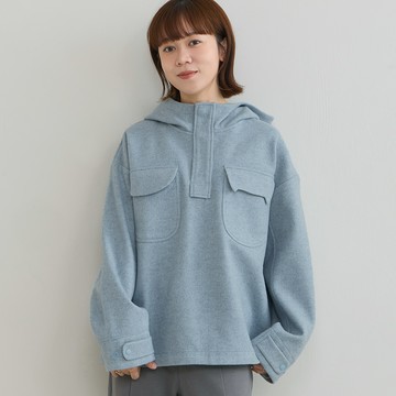 a la sha 波拉熊毛料繡花連帽上衣