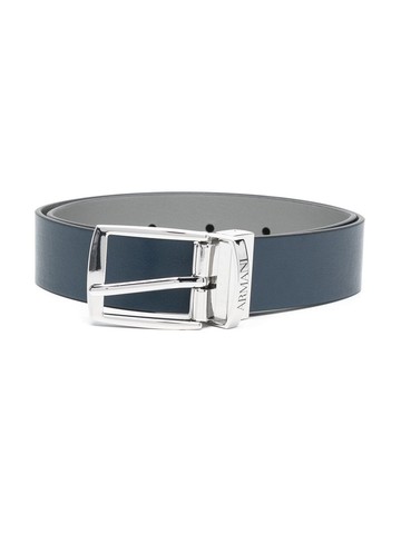 Emporio Armani Kids - faux-leather buckle belt - kids - Polyester/Polyester/Polyurethane - L - Blue