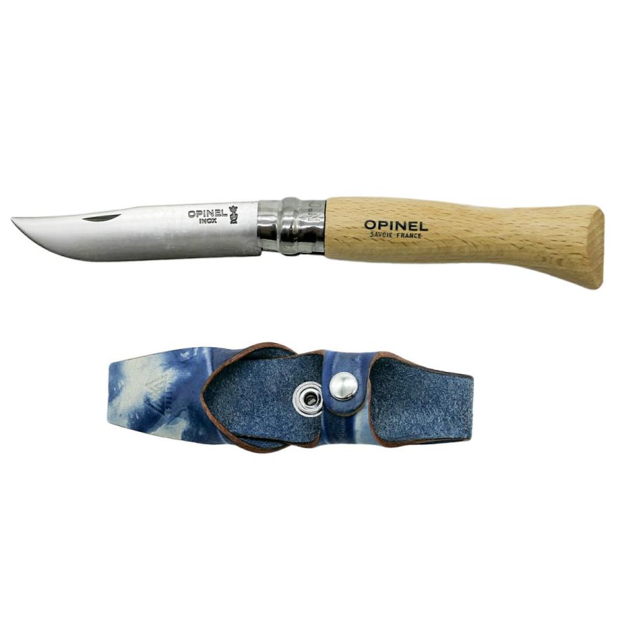 オピネル ナイフ 専用 ナイフケースセット WOLFTECH 本革 OPINEL レザーケース 福山レザー 2色あり ステンレスナイフ 牛革 コンパクトケース