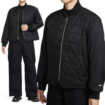 Nike Nvlty Quilted Jkt 女款 黑色 立領 格紋 衍縫 拉鍊 夾克 外套 IF0343-010