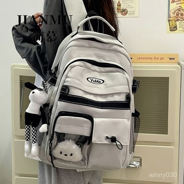 💛隔日達💛 日係ins原宿書包女 複古工裝學生大容量校園雙肩包 旅行背包百搭男 初高中生書包 後背包 旅行背包 雙肩包