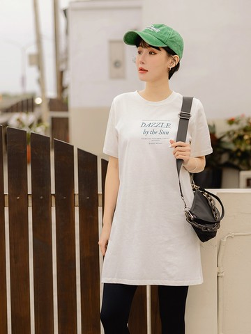 側開衩純棉質感繡花長版上衣