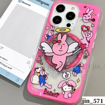 卡通貓 天使兔子支架磁吸手機殼S25Ultra 保護 iPhone16 蘋果防摔殼 i15/i14 三星 A55/S24
