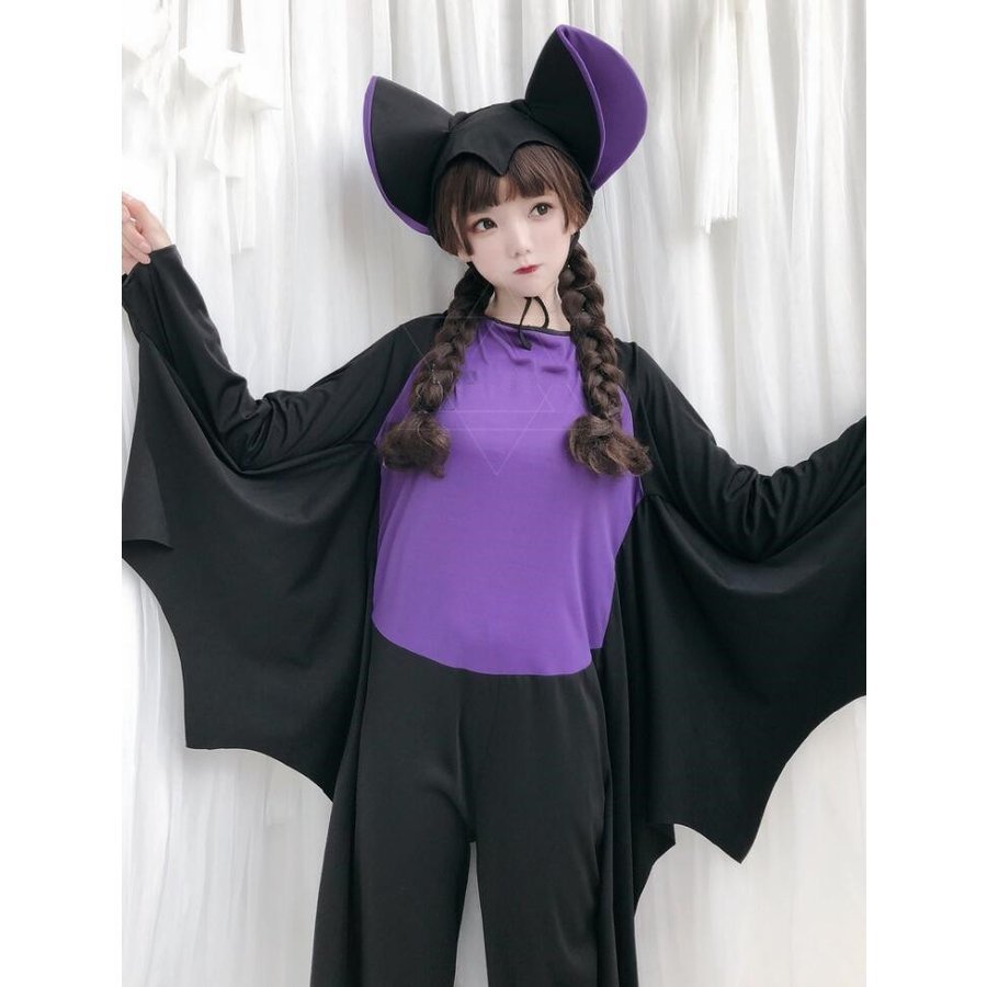 蝙蝠 コウモリ 帽子付き cos お化けの日 コスチューム Halloween party 衣装＋帽子ハロウィン 仮装 大人コスプレ衣装  親子ペアコスプレ衣装 通販 LINEポイント最大GET | LINEショッピング