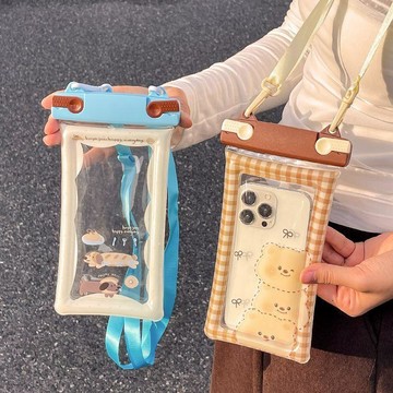 手機防水包 夏季游泳外出必備防水包卡通可愛手機防水袋高顏值氣囊密封袋夏季游泳漂流通用手機套 游泳防水袋 游泳防水包 遊泳