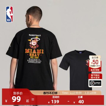 (免運)NBA熱火隊球迷俱樂部籃球仔吉祥物圓領T恤運動男子T恤秋日短袖