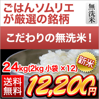 新米 令和５年(2023年) くりやの無洗米 香川県産こしひかり 24kg(2kg×12袋)