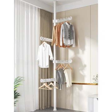 頂天立地晾衣架家用落地臥室內免打孔伸縮桿陽臺窗口曬掛衣架神器