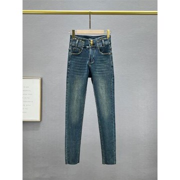 多扣高腰牛仔小腳褲女2024年秋季新款彈力修身顯瘦百搭鉛筆褲長褲