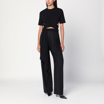 Black crossed top in viscose jersey