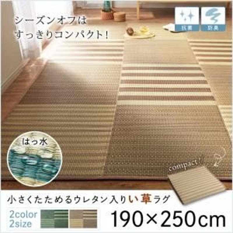 小さくたためるウレタン入りはっ水い草ラグ patan パタン 190×250