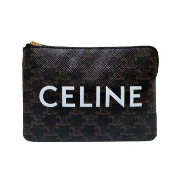 【CELINE】10C662CA2 38NO - 經典LOGO TRIOMPHE帆布零錢包 (棕褐色/黑色)