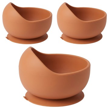 矽膠吸盤蝸牛碗 底部吸盤設計 耐摔矽膠材質 經得起寶寶考驗  焦糖橘色  1組