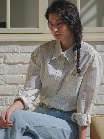Draw Mix Striped Shirt [WHITE]