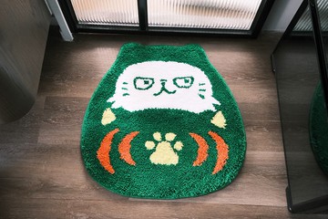 開運必勝 綠色厭世貓達摩地毯 坐墊