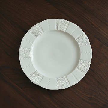 10寸 出口歐式高檔宮殿風格陶瓷西餐盤 浮雕羅馬紋牛排盤主餐盤