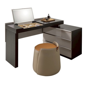 文創集 墨古4尺雙色伸縮上掀鏡面鏡台組合(含化妝椅)-120x41x76cm免組