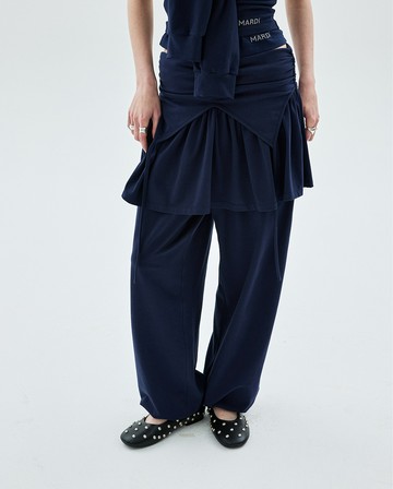 MARDI MERCREDI 迷你翻腰裙 海軍藍色 小標 MINI SKIRT FOLDOVER WAIST LACE