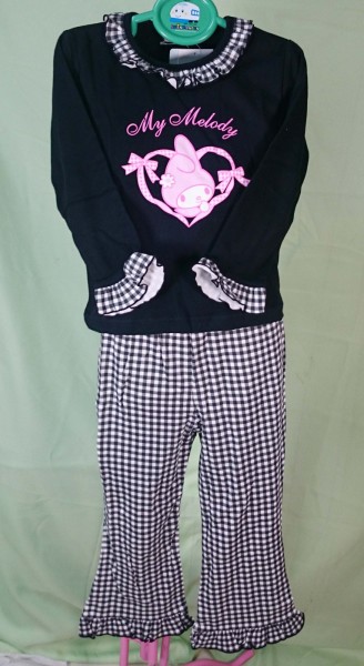 【震撼精品百貨】My Melody 美樂蒂~衣褲組_黑緞帶_愛心