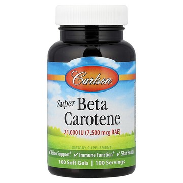 Carlson, 超優 β-胡蘿蔔素，7500 微克 RAE（25000 國際單位），100 粒軟膠囊