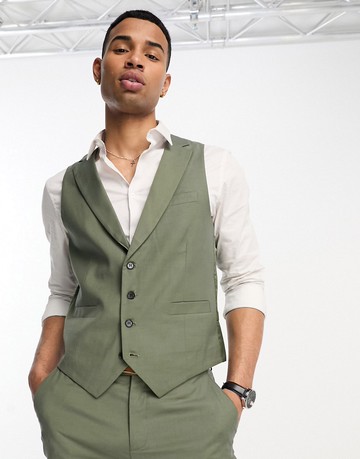Gianni Feraud skinny waistcoat in green