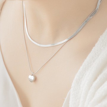 【客製化刻字】蛇鍊愛心吊墜組合