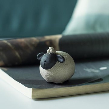 清一丨宜興紫砂綿羊茶寵 手工陶瓷家居萌寵小羊動物擺件桌面