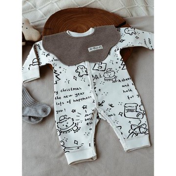 嬰姿韓版嬰兒連體衣春秋季純棉長袖新生寶寶滿月衣服休閑哈衣爬服