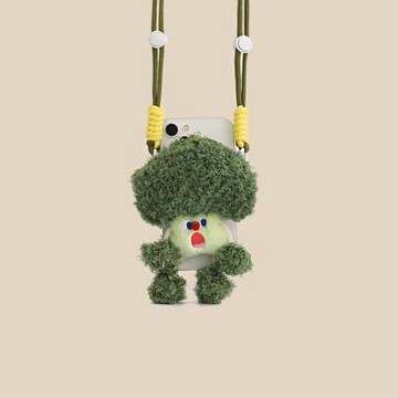 零錢包蔬菜手機背夾手機殼可斜跨公仔手機背帶夾斜挎繩掛繩手機架