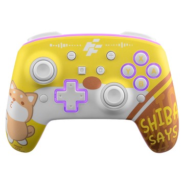 FlashFire 富雷迅 柴語錄 Switch/PC雙替換面板無線手把 支援多平台 附帶PC無線2.4G連接器 可設置連發功能  S203SH  1個  黃色