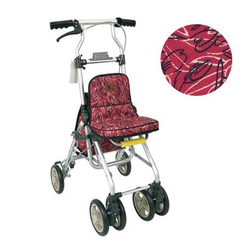 【Rollker羅克】購物車 助行車 助步車 手推車 購物推車 折疊收納 步行輔助車 銀髮族(NO.336-鬱金香紅)