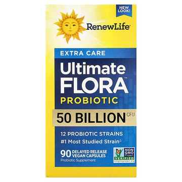 Renew Life, Extra Care Ultimate Flora™ 益生菌，500 億 CFU，90 粒緩釋全素膠囊